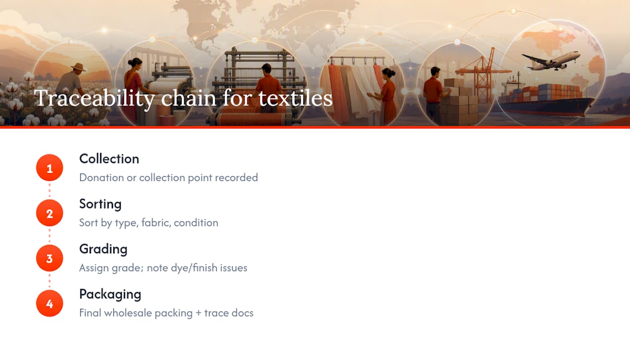 Textile traceability from collection to packaging