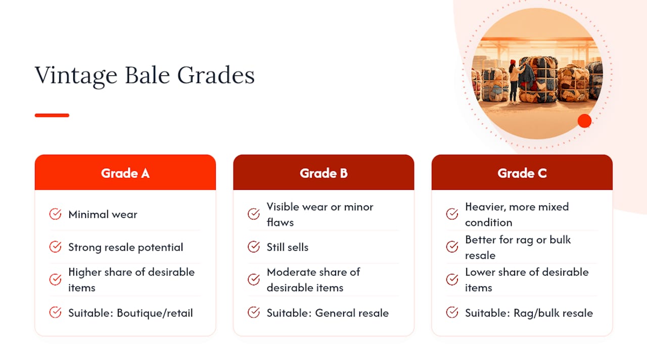 Comparison of Grade A, B and C bale tiers