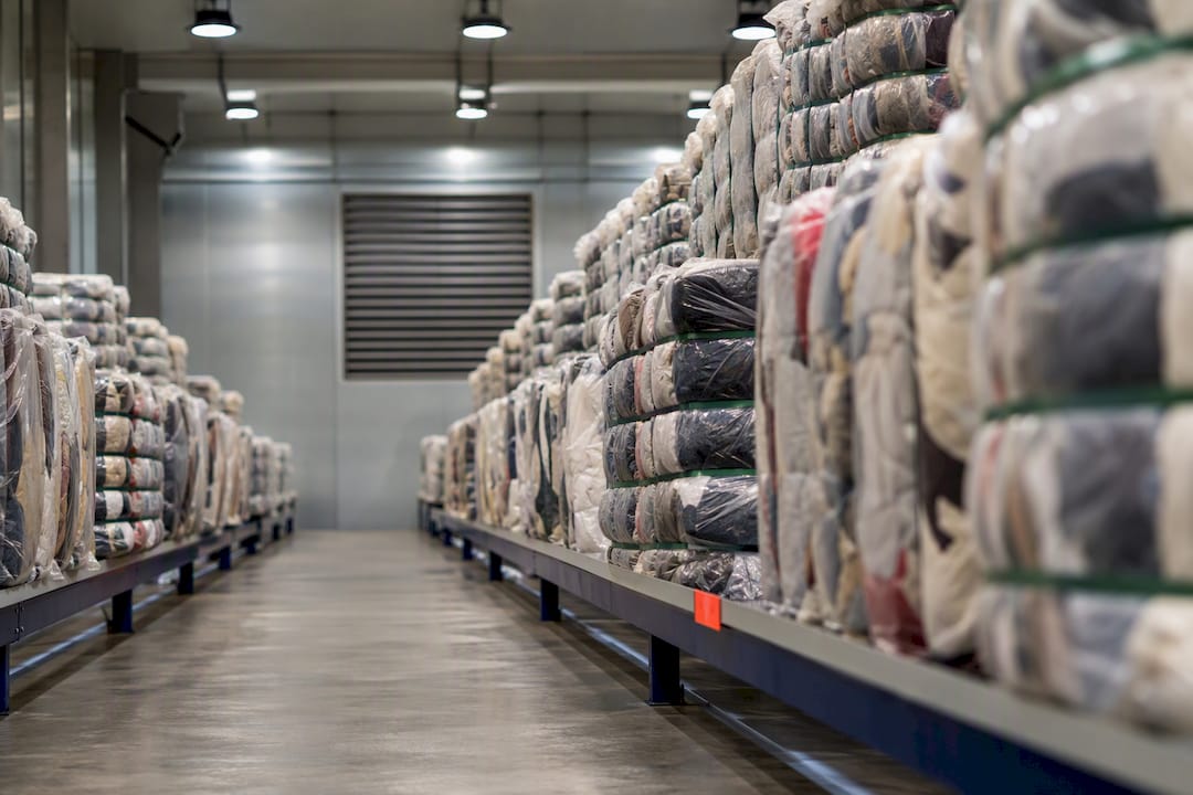 Separated textile bundles in clean storage lanes