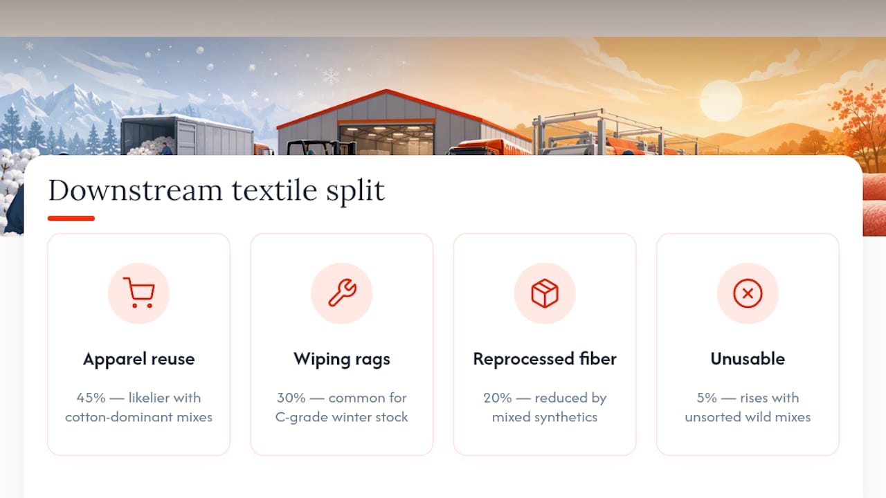 Textile reuse and recycling pathway percentages