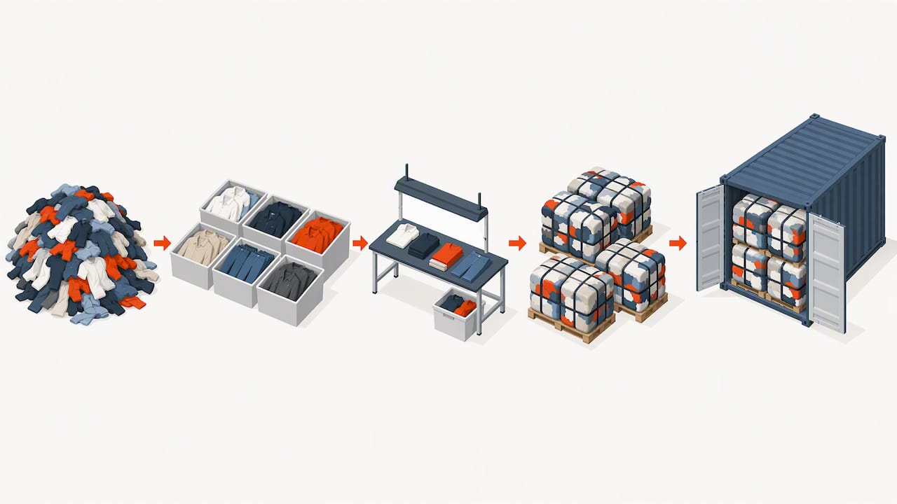 Used clothing bale preparation process