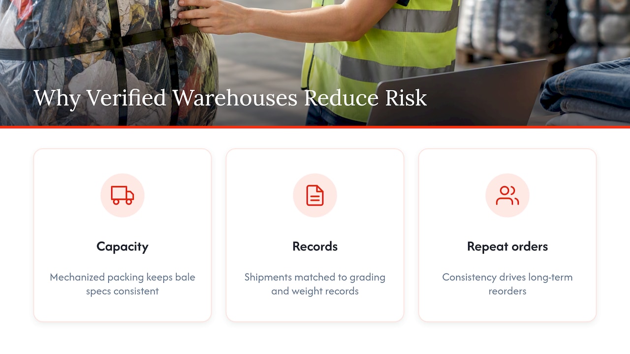 Why a verified warehouse exporter reduces buyer risk — overview diagram