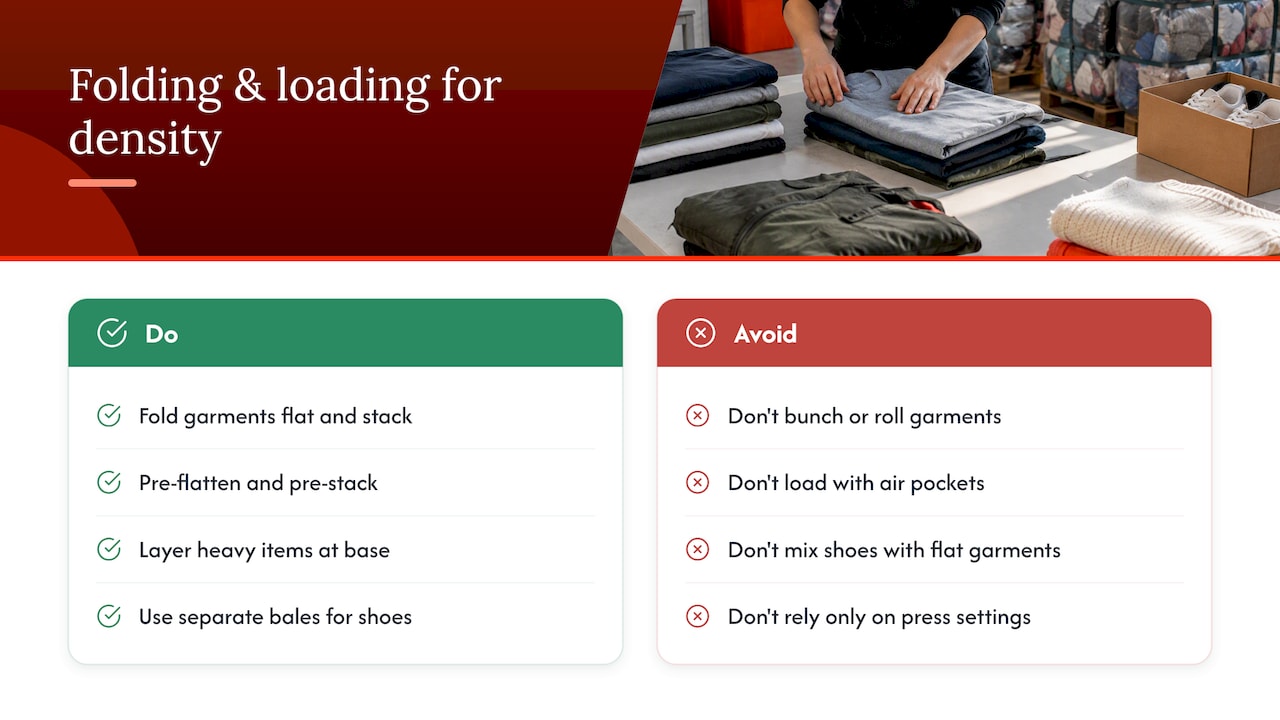 Folding and loading techniques that maximize bale density — overview diagram