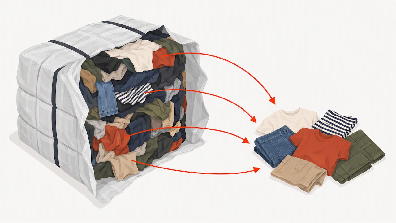 Small garment sample selected from a bale